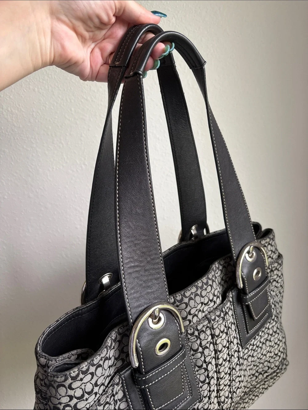 Coach SoHo Mini C Signature Large Buckles Silver Hardware Y2K